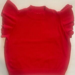 Jodifl NWT Darling Red flutter sleeveless sweater top. Size large